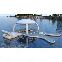 Drop Stitch Giant 6 Personnes Gonflable Dock Flottant Eau Natation Mer Plateforme pour Lac Avec Tente
