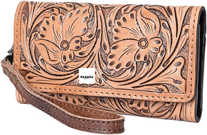 Pochette en cuir usiné Portefeuille Sac à main Pochette en cuir Portefeuilles en cuir élégants Unique pour les femmes - Product Image 3