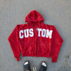 Venta al por mayor Streetwear Mens Zip up Blank Heavyweight Cotton Distressed Acid Wash Drop Shoulder Sudadera con capucha de gran tamaño para hombres - Product Image 6