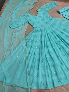 Ensemble de robe Anarkali en georgette de qualité supérieure, prêt à porter, avec broderie de sequins, pour filles, en gros - Product Image 6