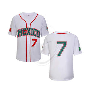 Jersey transpirable de México para hombre #34 #7 Uniforme de béisbol cosido con bandera mexicana Camisetas deportivas - Product Image 1