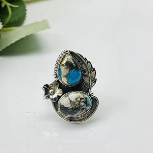 Beautiful Turquoise <b>Ring</b> 925 Sterling Silver <b>Ring</b> Designer <b>Ring</b> Wedding <b>Ring</b> <b>Statement</b> <b>Ring</b> Silver <b>Ring</b> Bohemia <b>Ring</b> Women's Rin - Product Image 3