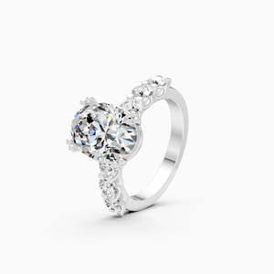 แหวนหมั้นเพชรทรงรีบริลเลียนท์ 2.7 กะรัต เพชรเลี้ยงในห้องปฏิบัติการ ดีไซน์คลาสสิค ประดับด้วยเพชรรอบๆ ตัวเรือน<span class=keywords><strong>ทอง</strong></span> <span class=keywords><strong>9K</strong></span> สีเหลือง ขาว และโรสโกลด์ - Product Image 3