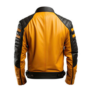 Chaqueta de motorista de cuero real transpirable con cremallera para hombre con forro negro acolchado y bolsillos interiores exteriores OEM al por mayor 2024 - Product Image 6