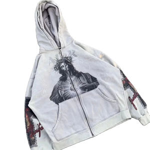 Custom French Terry <b>ZIP</b> <b>up</b> Hoodie Good Quality Puff Print Hoodie <b>Y2K</b> Cropped Pink <b>Hoodies</b> and Sweatshirts - Product Image 1