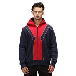 Sudadera con Capucha y Cremallera de Spider-Man para Hombre, Diseño Casual con Estampado de Personaje y Máscara Facial Completa, Corte Regular, Ideal para Otoño, en Rojo y Azul Marino - Product Image 2