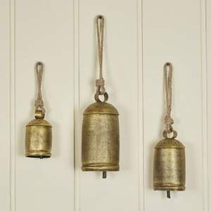 Campanas de vaca de latón macizo de estilo vintage con sonido profundo para colgar en el jardín del hogar de la ganadería o fines decorativos de arte de pared - Product Image 3