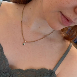 14K Or Massif Émeraude Larme Halo Diamant Naturel Pendentif Fine Jewelry. - Product Image 2