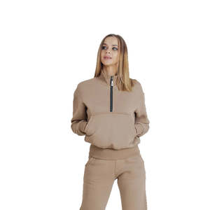 Survêtement décontracté à capuche pour femme, hiver, tendance, vêtements de sport, tissu polaire, respirant, écologique, quotidien, 100% coton - Product Image 4