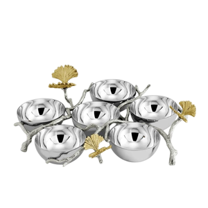 Plateau en aluminium argenté écologique moderne de luxe avec 3 bols à fleurs Ensemble de service de collation en métal décoratif pour la décoration de la maison et de l'hôtel - Product Image 5