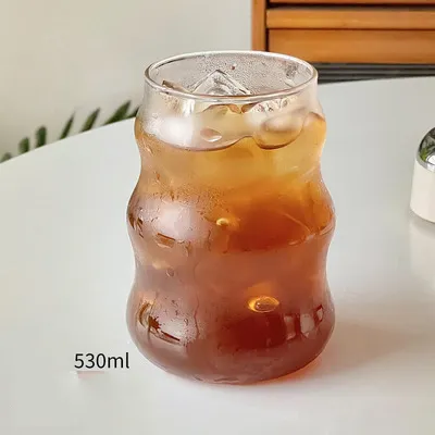 垂直ストリップひょうたん型ガラススレッドカップホウケイ酸ドリンクウェアコールドドリンクティーミルクドリンクフルーツジュースアイスコーヒーマグ