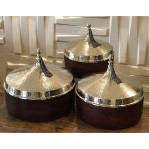 Vintage Design Casserole Pot Casserole Dish Made of Wooden Dish With Stainless Steel Lid <b>Buffet</b> <b>Warmer</b> Food Heated Pot - Product Image 1