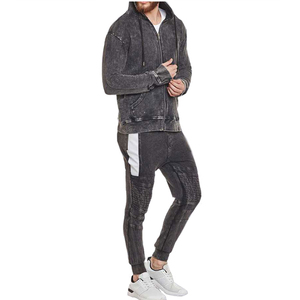 100% Cotton Comfortable Acid Wash Tracksuit Latest Design Hot Sale Men Acid Wash Tracksuit Breathable Quick Dry Custom Logo OEM - Product Image 2