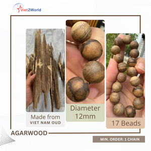 Superior Fashion 100% Natural <b>Wood</b> <b>Beads</b> High Quality Underwater Vietnam Oud <b>Bracelet</b> with 17 <b>Beads</b> Size 12mm - Product Image 6