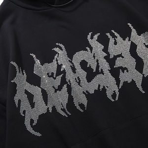 Sweats à capuche unisexes décontractés pour hommes, 100% coton molletonné, fermeture éclair, vêtements d'hiver personnalisés avec strass, best-seller OEM - Product Image 4