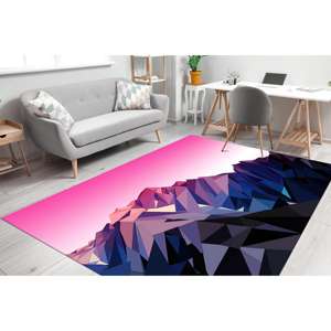 Polygon Mountain Landscape <b>Rug</b>, Pink <b>Rugs</b>, Mountain <b>Rugs</b>, View <b>Rug</b>,<b>Chenille</b> <b>Rug</b> - Product Image 3
