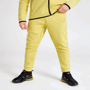 Conjunto deportivo amarillo de dos piezas para niños, chaqueta con cremallera y pantalones deportivos, ropa deportiva informal para entrenamiento, ropa para niños - Product Image 2