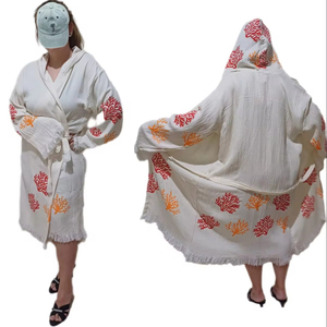 Albornoz con capucha de muselina turca suave de lujo, estampado colorido, toalla de playa para mujeres, hombres y niños, Spa, baño, hogar, Hotel, secado rápido - Product Image 3