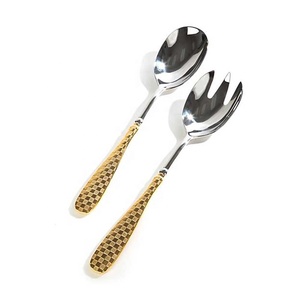Finger Food Serving Set Silver Mirror Polished Server Sets Gold Handle Utensil Set Salad bar <b>Kitchen</b> <b>Accessories</b> - Product Image 1
