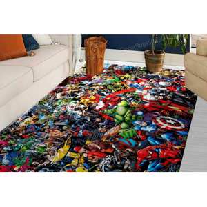<b>Printed</b> Rug - Marvel Heroes, Kids Room, <b>Nursery</b>, Wedding Decor,With Pile Soft Rug - Product Image 2