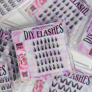 Pre-glued Handmade Synthetic Hair C Curl Cluster Eyelashes 14mm 0.07mm Ultra Soft Light Weight NBT-QC-28 (BC) - Product Image 3