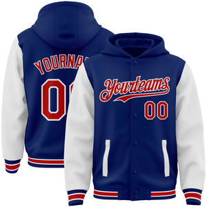 Custom Two-Tone Letterman Bomber Jacket para los hombres Full-Snap Varsity Hoodie Style - Product Image 4