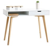 Mobilier bureau à domicile Table d'étude en bois blanc pour ordinateur portable avec tiroir
