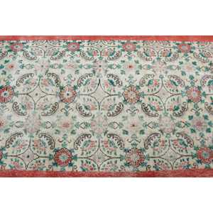 Alfombra Turca Vintage de 3,9x6,4 pies, Alfombra de Lana con Parches Rojos - Product Image 5