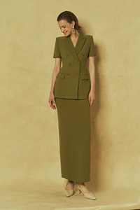 Blazer élégant de style olive pour femmes, tissu de meilleure qualité, fermeture à double boutonnage, services ODM personnalisés fabriqués au Vietnam - Product Image 2
