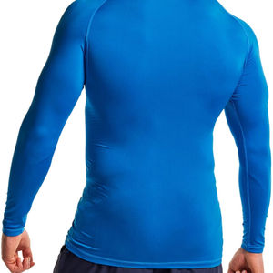 เสื้อรัดกล้ามเนื้อแบบยูนิเซ็กซ์ แขนสั้น ผลิตจากโพลีเอสเตอร์/ไนลอน แห้งเร็ว สีฟ้า สำหรับฝึกซ้อมบราซิลเลียนยิวยิตสู ยิม และศิลปะการต่อสู้แบบผสมผสาน - Product Image 2