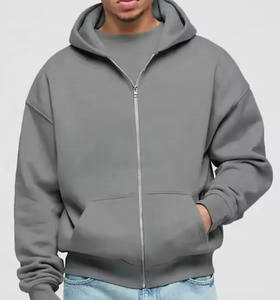 <b>Bulk</b> Casual Plain French <b>Terry</b> Puff Print Pullover 500GSM Cotton Custom Zip up Hoodie - Product Image 1