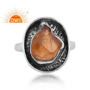 แหวนเรียงซ้อนพลอยซิทรีนหยาบทำด้วยมือเงินสเตอร์ลิงธรรมชาติเครื่องประดับแบบสั่งทำสำหรับผู้หญิงของขวัญสำหรับผู้หญิงสำหรับเธอ - Product Image 2