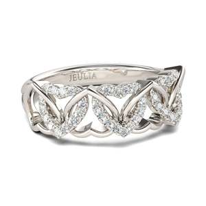 Bague de fiançailles pour femme Jeulia en argent sterling avec cœurs entrelacés et coupe ronde - Product Image 2