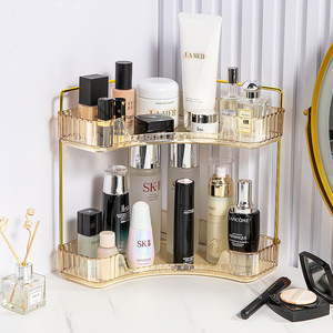 Estante de almacenamiento de baño de lujo, estante de encimera, bandeja de tocador, soporte de esquina, organizador de cosméticos, organizador de maquillaje giratorio 360 - Product Image 4