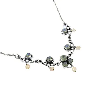 Collar de Plata 925 con Piedra Lunar para Mujer, Colgantes y Dijes Finos, Joyería con Piedras Preciosas - Product Image 3