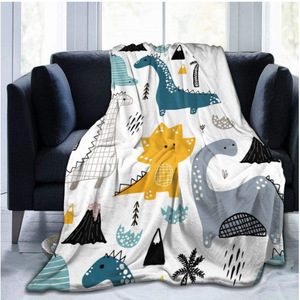Kids <b>Dinosaur</b> Print Flannel Throw <b>Blanket</b> Soft Fleece Sofa Couch <b>Blanket</b> Wholesale - Product Image 1
