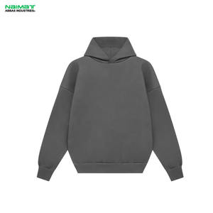 Pull-over personnalisé lourd pour hommes, sweat-shirt surdimensionné en coton essentiel, capuche courte, impression numérique, poche, hiver - Product Image 1