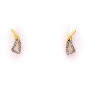 Modernos Pendientes Geométricos de Diamantes en Dos Tonos de Oro, Elegantes Triángulos Curvos, Joyería Fina para Mujer, Aniversario - Product Image 1