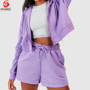 Vente en gros de survêtements personnalisés pour femmes avec short Nouvelle mode en coton de haute qualité Survêtements pour femmes Vêtements d'entraînement - Product Image 5