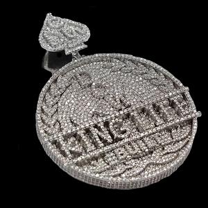 Pendentif en diamant moissanite en argent sterling 925 de luxe personnalisé Hip Hop plaqué rhodium en acier inoxydable Bijoux pour cadeaux - Product Image 1