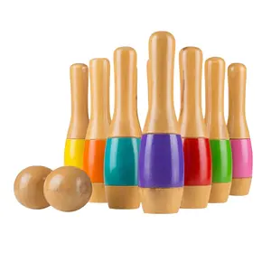 Prezzi convenienti gioco di bowling da prato in legno con diversi colori e design personalizzato produzione di giochi di bowling in india