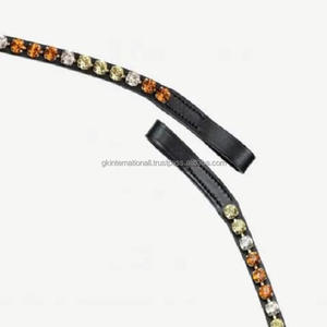 Equipo de equitación Colorido 1 Fila Cristales de marca Diamantes de imitación Mega Bling Hecho a mano Todas las formas Banda de cejas de caballo de cuero - Product Image 5