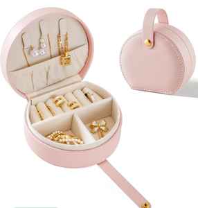 Boîte à bijoux de voyage en cuir PU, mini organisateur de bijoux pour bagues, boîte cadeau compacte en cuir pour femmes - Product Image 3