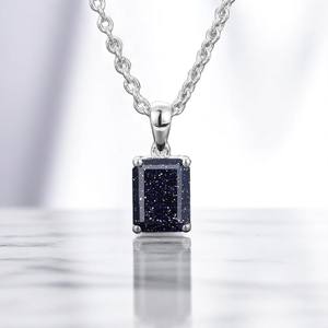 New Arrival Baguette Charm Pendant <b>Necklace</b> Prong Set 10x5 MM Charms Jewelry 925 Sterling Silver <b>Necklace</b> - Product Image 4