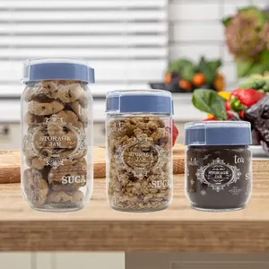 Turchese grigio Set di 3 vasetti di vetro 1000/660/625ml bottiglie di conservazione per la cucina per il caffè zucchero biscotti per la conservazione degli alimenti - Product Image 3