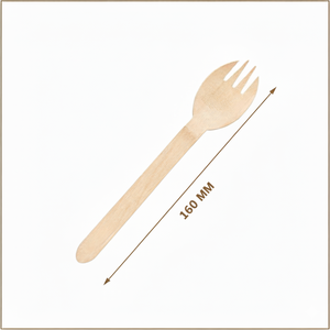 Cucharas-Tenedores Ecológicas de Madera de Abedul de 160 mm, Utensilios Desechables de Grado Alimenticio para Catering y Eventos - Product Image 2