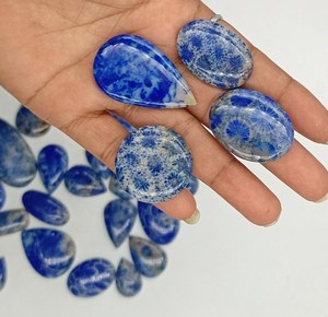 Natural <b>Lapis</b> <b>Lazuli</b> Cabochon Unique Blue Oval Cut Gemstone Pair Gemstone Lot - Product Image 2
