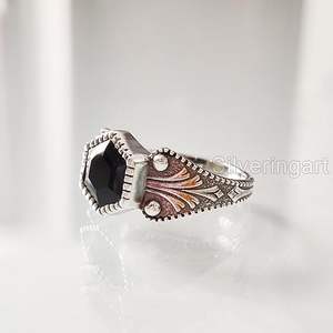 Anillo de Mujer con Piedra Preciosa de Ónice Negro Natural, Piedra de Nacimiento de Diciembre, Anillo Apilable para Aniversario de Bodas, Joyería de Plata de Ley 925 - Product Image 4