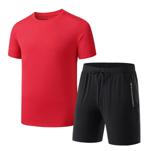 ชุดเสื้อทีเชิ้ตแขนสั้นสำหรับผู้ชายชุดผ้าฝ้ายเข้ารูปชุดใส่เล่นฟิตเนสใส่สบายสำหรับฤดูร้อน - Product Image 6