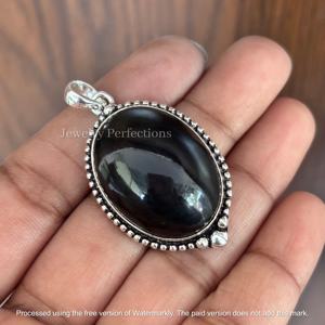 จี้หินออบซิเดียนสีเงินธรรมชาติลดราคาพิเศษ สร้อยคอเงินแท้ 925 สำหรับผู้หญิง เครื่องประดับแฟชั่น - Product Image 2